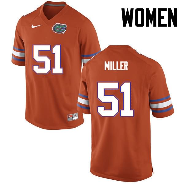 Women's NCAA Florida Gators Ventrell Miller #51 Stitched Authentic Nike Orange College Football Jersey YFH4165MZ